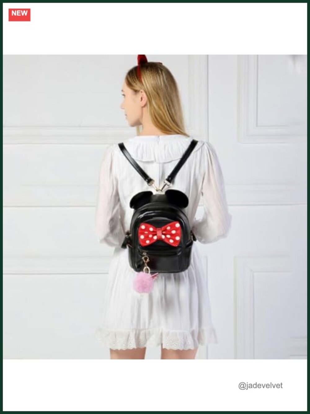 Faux Leather Convertible Mini Backpack Purse with Bow Sequin - Picture 5 of 5